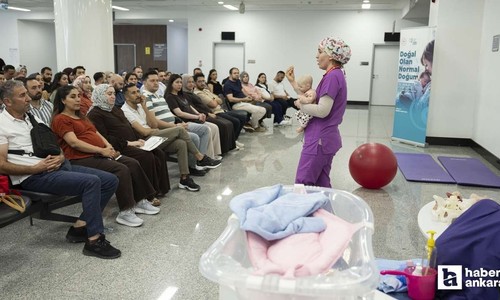 Ankara'da Babalar Günü'nde baba adaylarına bebek bakımı eğitimi verildi