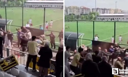 Ankara'da çocukların maçında veliler tribünde birbirine girdi