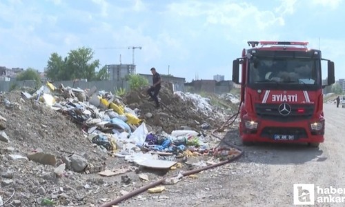 Altındağ'da çöplük alanda yangın çıktı
