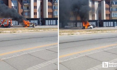 Gölbaşı'nda park halindeki araçta yangın: Otomobil kullanılamaz hale geldi
