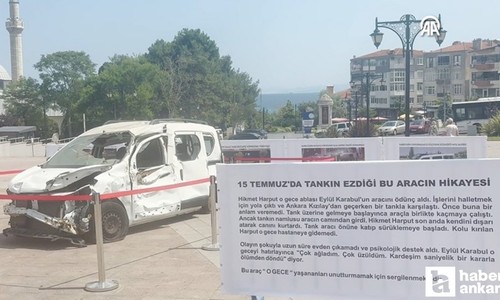 Ankara'da 15 Temmuz'da tankın ezdiği araç sergileniyor