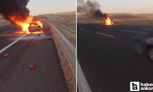 Ankara-Niğde otoyolunda korkutan araç yangını!