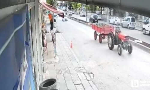 Haymana'da traktörün yerinden çıkan römorku paniğe neden oldu