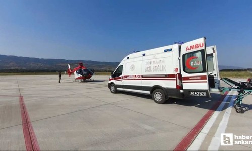 14 yaşındaki hasta çocuk, ambulans helikopterle Tokat'tan Ankara'ya getirildi