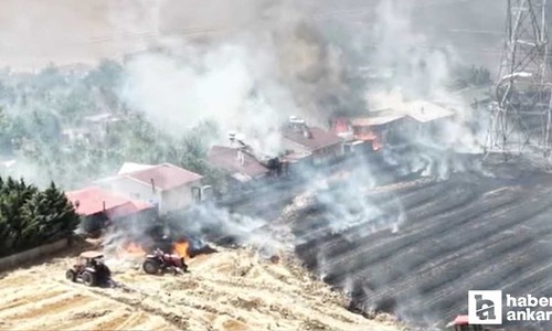 Sincan'da ekili arazideki yangın evlere ve hobi bahçelerine sıçradı!