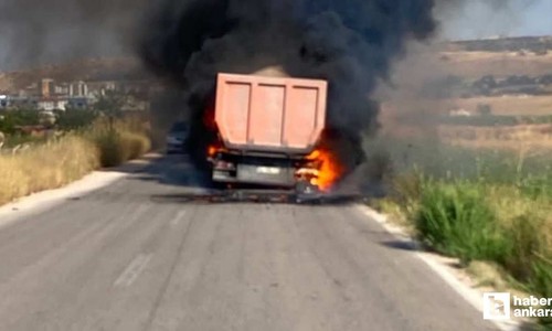 Sincan'da seyir halindeki tırda çıkan yangın korkuttu