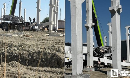 Akyurt'ta beton kolonunun vinç kabinine düştüğü iddia edildi!