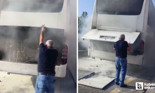 Polatlı'da seyir halindeki otobüste çıkan yangın korkuttu