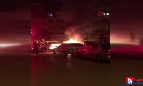 Ankara Sincan'da park halindeki araç alev aldı