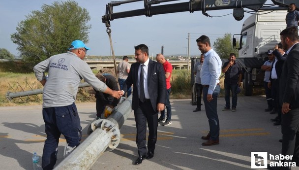 Selim Çırpanoğlu Kahramankazan’ın Satıkadın Mahallesi’ndeki ölçü direkleri çalışmalarını inceledi