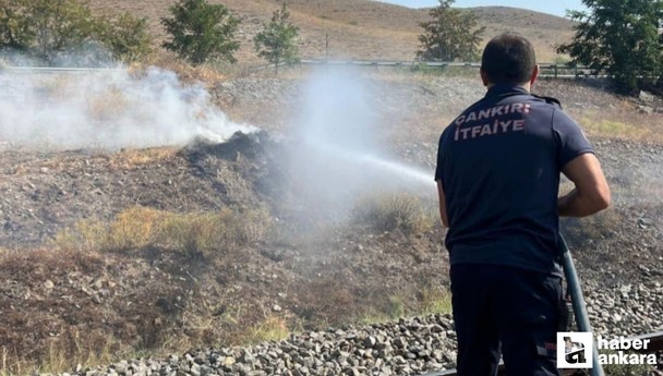 Çankırı'da trenden çıkan kıvılcım yangına neden oldu