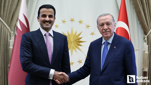 Cumhurbaşkanı Erdoğan Katar Emiri Şeyh Temim ile bir araya geldi