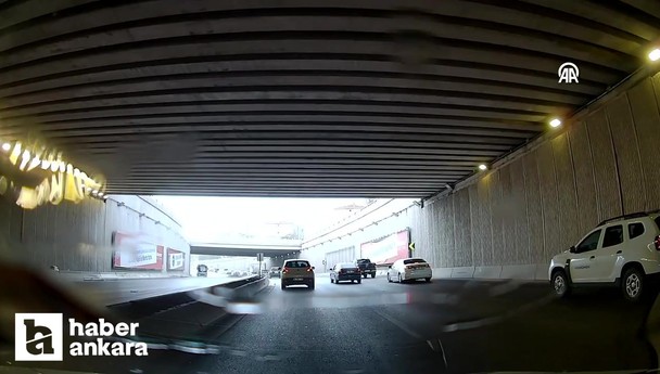 Ankara Etimesgut'ta bir sürücü kaza yapan araca çarpmamak için refüje çıktı