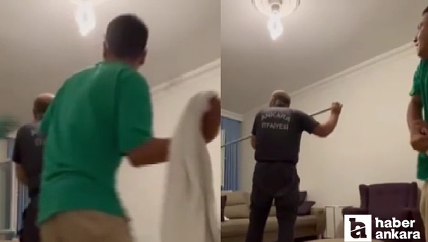 Ankara'da bir eve giren yarasa vatandaşlara zor anlar yaşattı