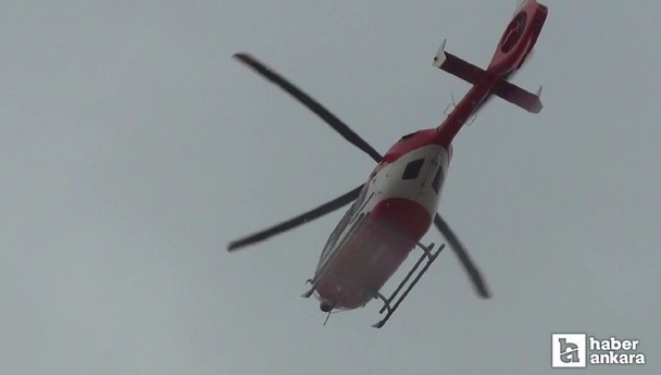 Ankara Beypazarı'nda hastalanan kadın ambulans helikopterle taşındı