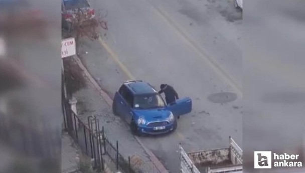 Ankara'da öfkeli sürücü kendi otomobilini parçalamak istedi!