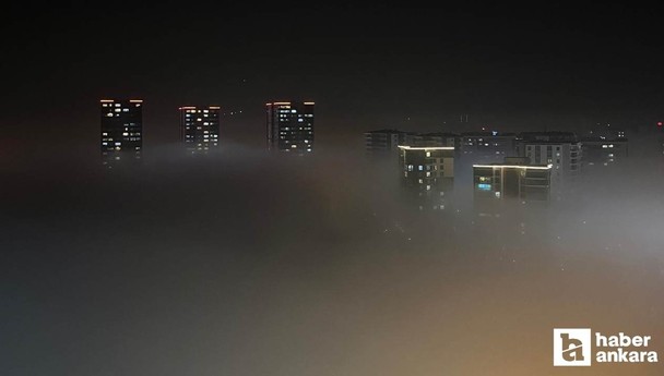 Ankara'da etkili olan sis bulutu havadan görüntülendi