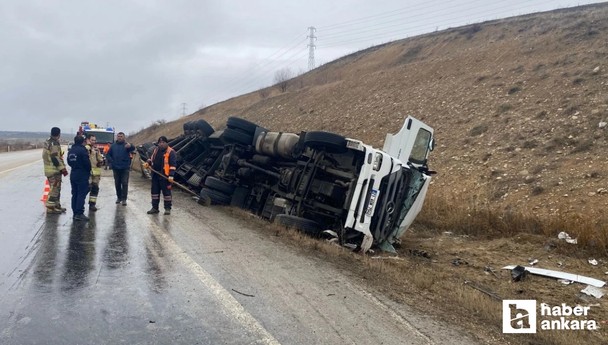 Haymana'da tır devrildi: 1 ölü, 1 yaralı
