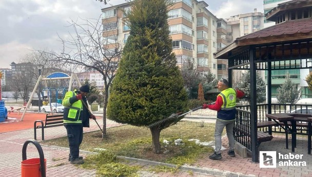 Etimesgut Belediyesi park ve bahçelerde yaz temizliğine başladı