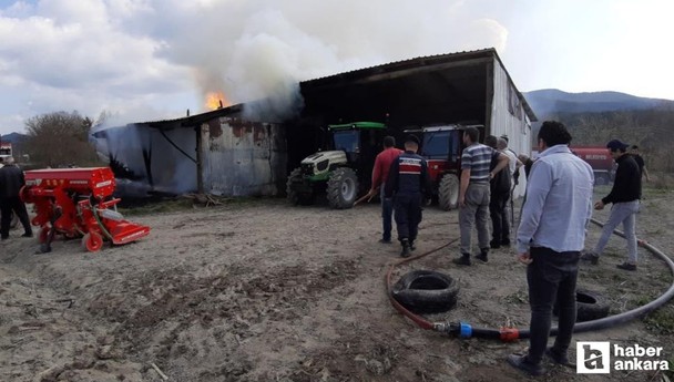 Bolu'da samanlık ve depo yangını: 500 bin liralık zarar mevcut