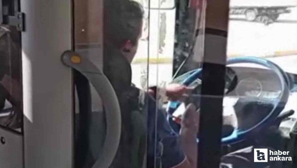 Sincan'da otobüs şoförü seyir halindeyken cep telefonuyla oynadı