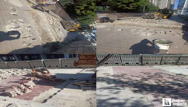 Pursaklar Belediyesi kilitli parke yollarda bakım çalışmalarını sürdürüyor