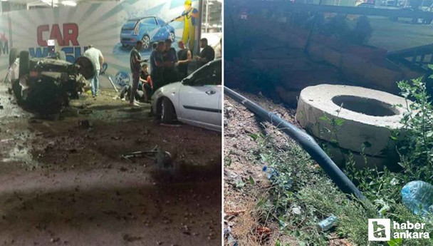 Mamak'ta kontrolden çıkan araç Hatip Çayı'na uçtu: 3 yaralı