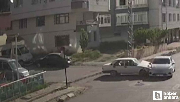 Sincan Yenikent'te yol kesişimindeki kaza kameralara yansıdı