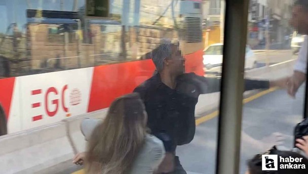 Altındağ'da otobüs şoförü ile otomobil sürücüsünün trafik kavgası kamerada!