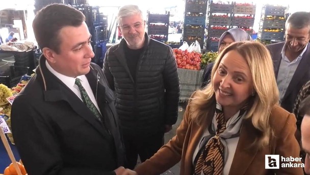 Pazarda karşılaşan Semra Dinçer ve Osman Gökçek arasında tatlı atışma!