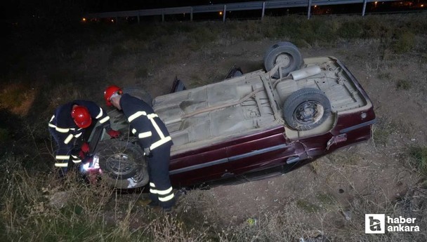 Kırıkkale'de takla atan otomobil şarampole devrilip hurdaya döndü