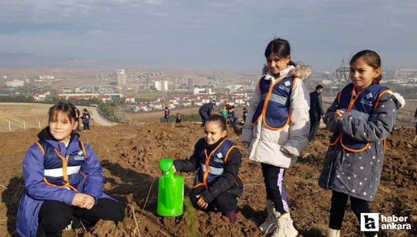 Ankaralı öğrencilerden 'Hatıra Ormanı Karbon Yutak Alanı'