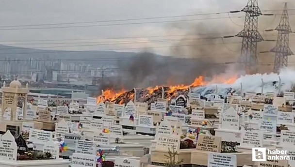 Sincan'da Çimşit Mezarlığının hemen yanında çıkan yangın söndürüldü