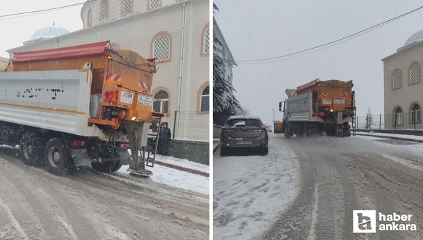 Pursaklar Belediyesi ekiplerinden karla mücadele seferberliği