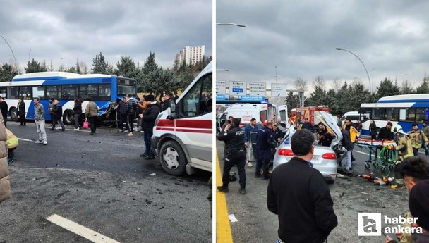 Çankaya'da EGO otobüsüne otomobil çarptı: 1'i ağır 4 yaralı