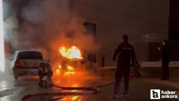 Çankaya'da alev alan elektrikli otomobil kullanılmaz hale geldi