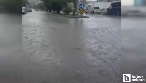 Elmadağ'da etkili olan sağanak günlük hayatı olumsuz etkiledi
