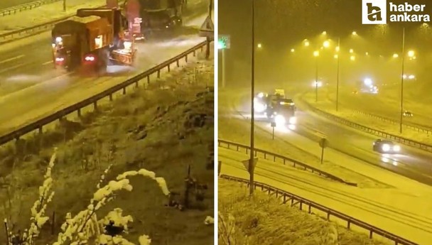 Anadolu Otoyolu'nun Ankara sınırında kar yağışı etkili oluyor
