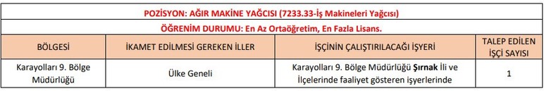 Karayolları Genel Müdürlüğü sürekli işçi alımı yapacak: Başvurular başladı - Resim : 6