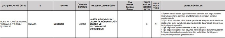 BOTAŞ Ankara'da mühendis alımı yapacak! - Resim : 2
