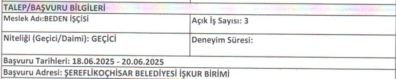 Ankara'da 18-40 yaş arası işçi, şoför ve yapı ustası alımı yapılacak