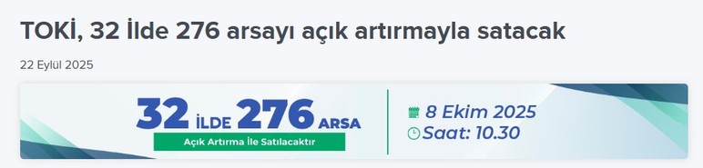 TOKİ Etimesgut, Sincan ve Gölbaşı'nda 48 ay taksitle arsa satıyor