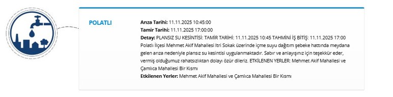 ASKİ duyurdu: Ankara'da 5 ilçede 24 saate varan su kesintisi! - Resim : 2