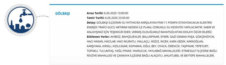 Ankara'da son dakika büyük su kesintisi! Mamak, Keçiören, Altındağ, Yenimahalle, Pursaklar'da sular akmayacak - Resim : 3