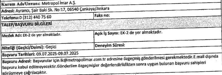ABB Metropol İmar işçi alımı yapıyor! En az ilkokul mezunları başvurabilecek