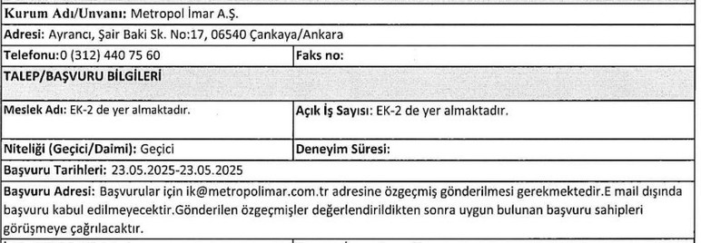 Başkentte destek personeli ve işçi alımı yapılacak: KPSS şartı yok
