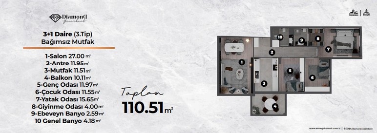 Emre Gökdemir İnşaat, Yaşamkent'te güvenli ve lüks yaşam vaat ediyor: Diamond Yaşamkent Projesi! - Resim : 3