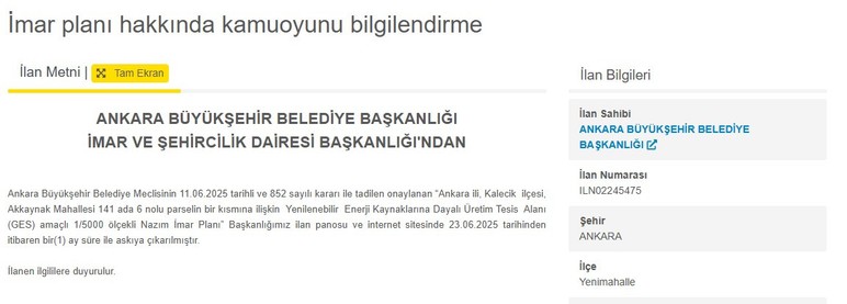 ABB'den 7 ilçede imar planı değişikliği! Etimesgut, Ayaş, Yenimahalle listede