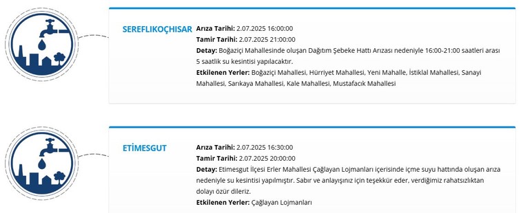 ASKİ'den arıza duyurusu: Ankara'da çok sayıda ilçede su kesintisi! - Resim : 2
