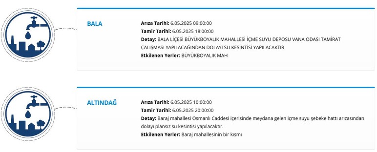 Ankara'da son dakika büyük su kesintisi! Mamak, Keçiören, Altındağ, Yenimahalle, Pursaklar'da sular akmayacak